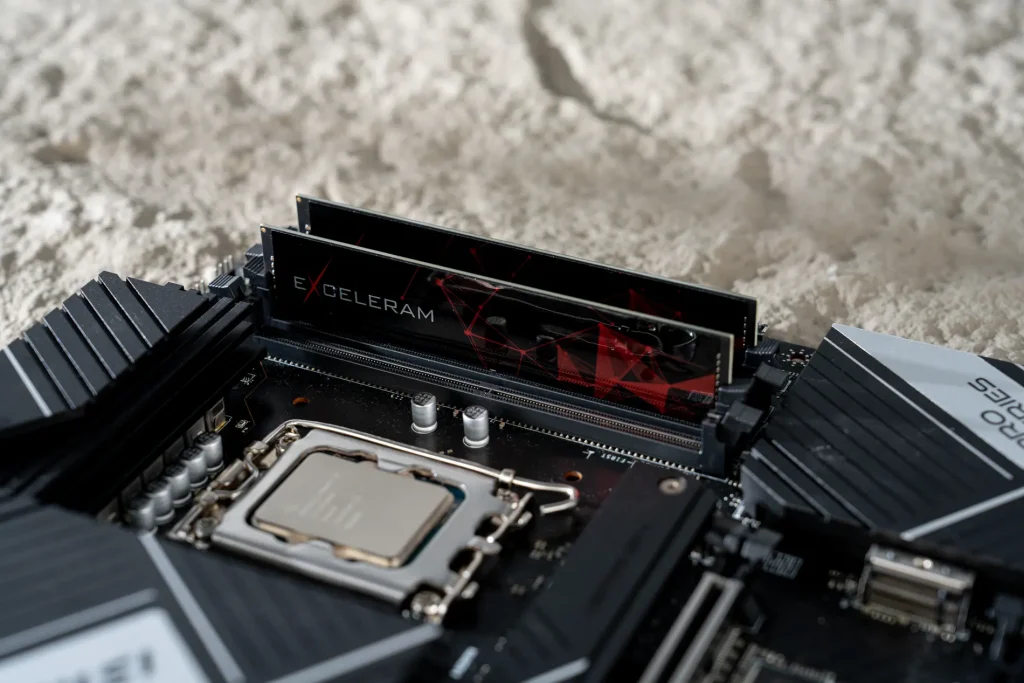 Motherboard on sand with RAM