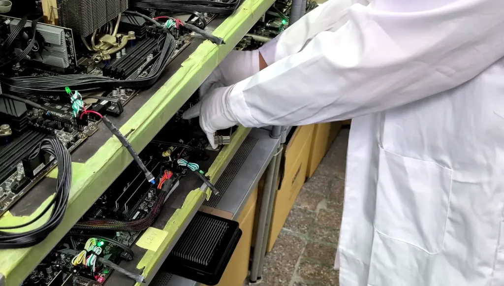Hand-testing RAM in the the Exceleram Test Lab